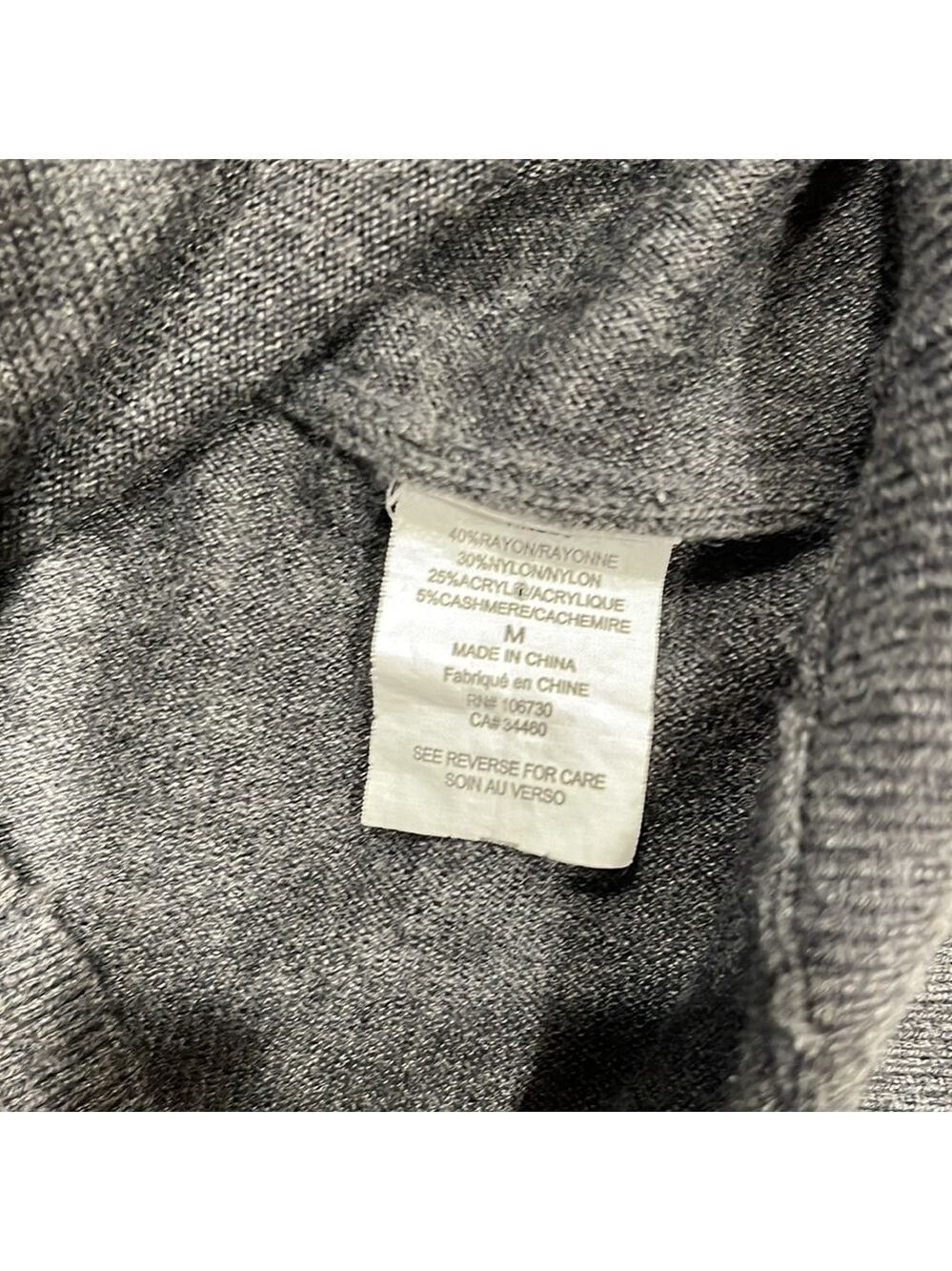 Vince Scoop Neck Vee Back Dolman Sleeve Sweater Longer Length SZ M Charcoal Grey - Picture 5 of 6